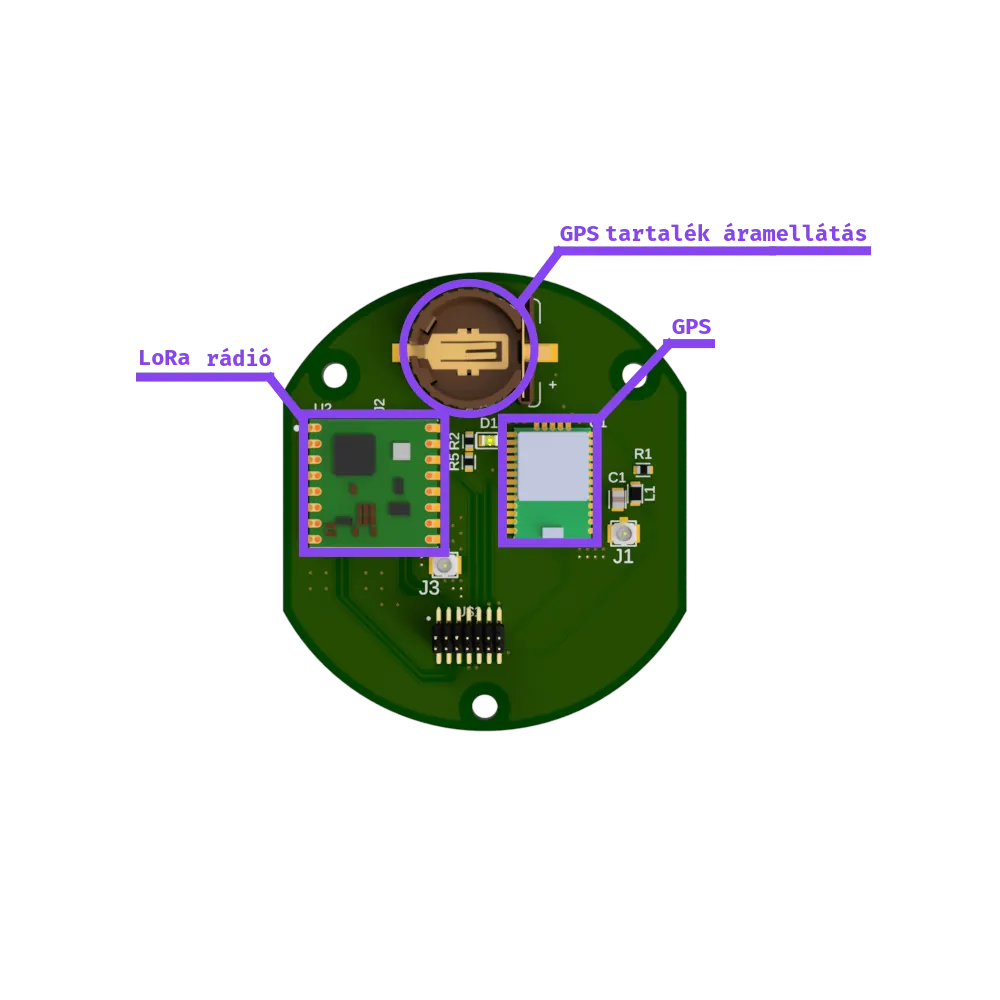 GPS és kommunikációs PCB teteje